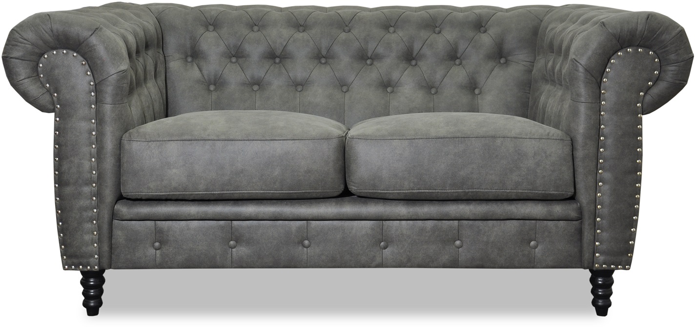 Ashford 2-Sitzer Chesterfield - Anthrazit Öko-Leder Ashford 2-Sitzer Chesterfield - Anthrazit Öko-Leder