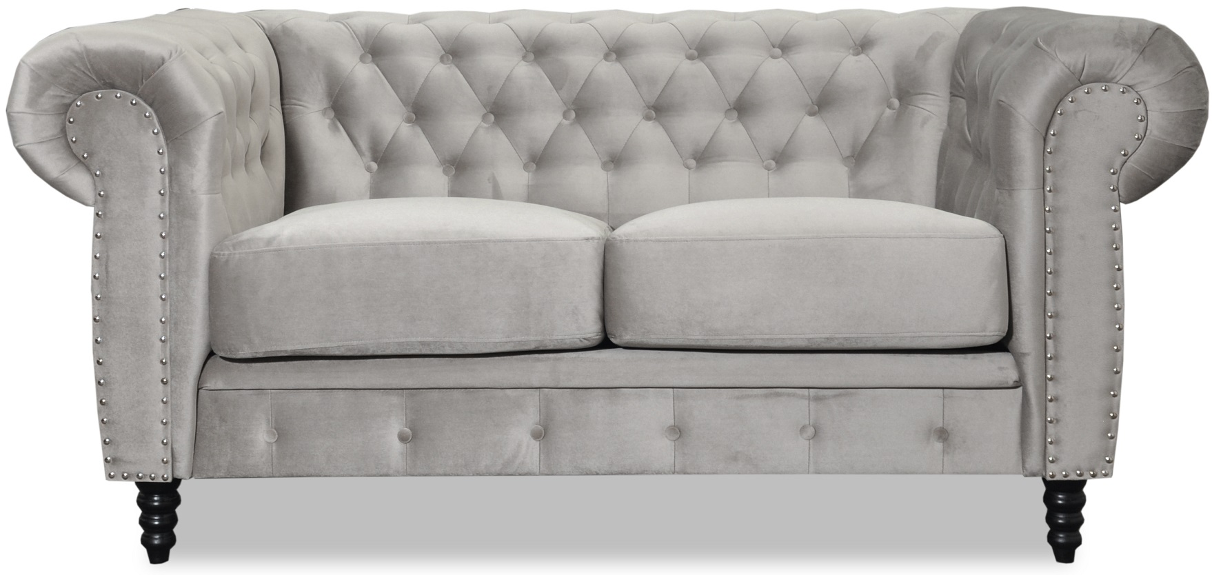 Ashford 2-Sitzer Chesterfield - Graubeige Samt Ashford 2-Sitzer Chesterfield - Graubeige Samt