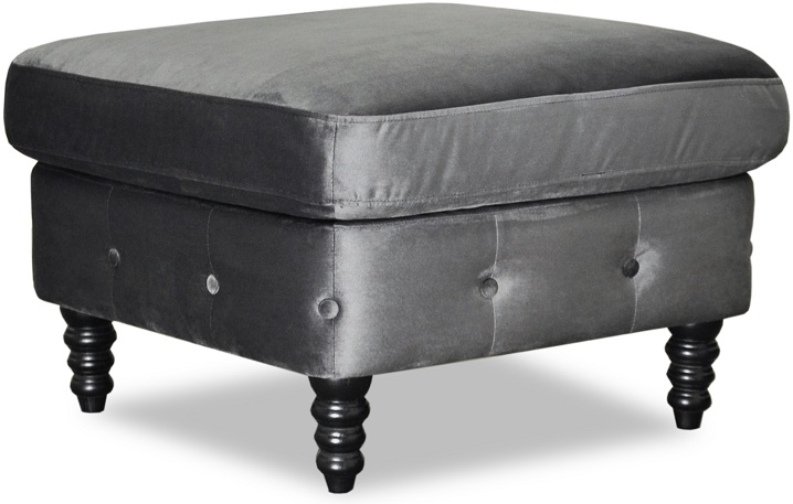 Ashford Chesterfield Fu�hocker - Dunkelgrauer Samt
