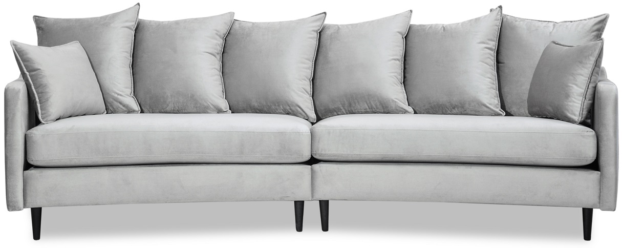 Gotland 4-Sitzer geschwungenes Sofa 301 cm - Hellgrauer Samt Gotland 4-Sitzer geschwungenes Sofa 301 cm - Hellgrauer Samt