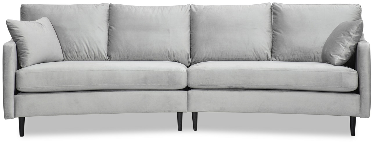 Visby 4-Sitzer geschwungenes Sofa 301 cm - hellgrauer Samt Visby 4-Sitzer geschwungenes Sofa 301 cm - hellgrauer Samt