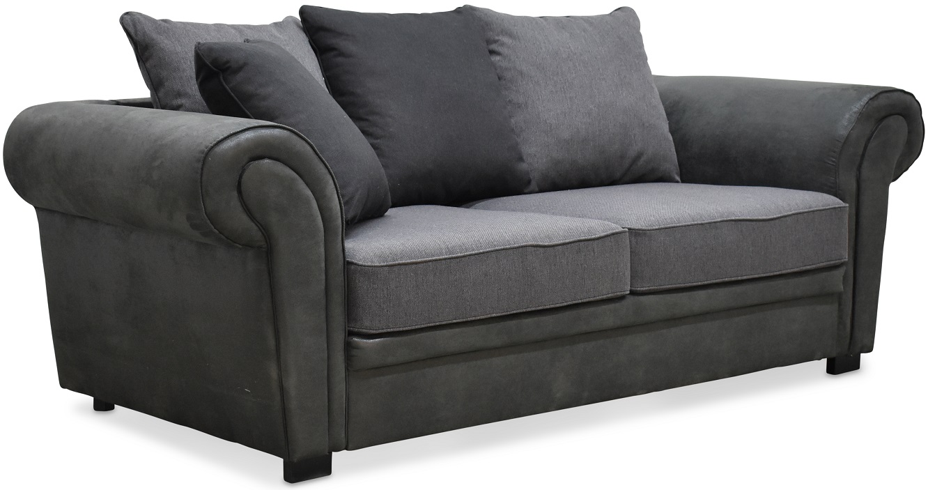 Delux 2-Sitzer-Sofa mit Kissen - Grau/Anthrazit/Vintage + Möbelfüße Delux 2-Sitzer-Sofa mit Kissen - Grau/Anthrazit/Vintage + Möbelfüße