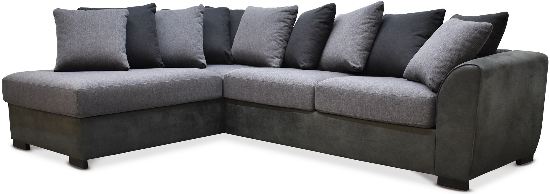 Delux Sofa mit offenem Ende links - Grau/Anthrazit/Vintage