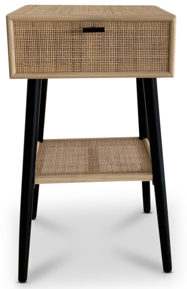 React Nachttisch - Rattan / Schwarz