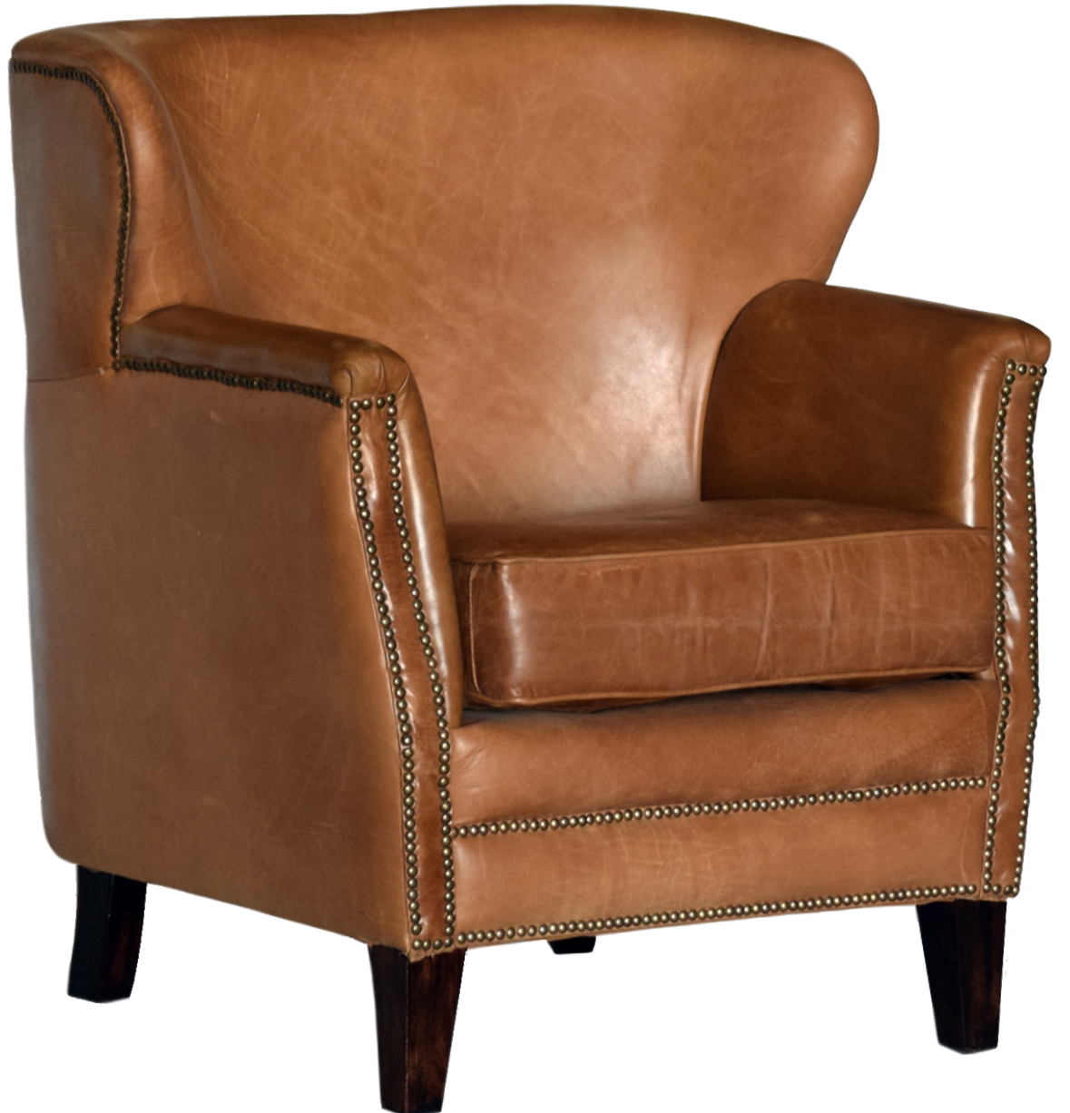 Sessel in Vintage-Leder braun - Mozart