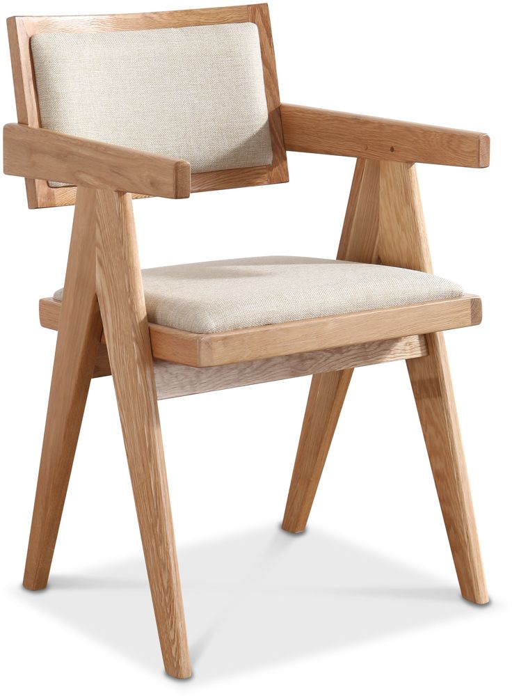 Sessel Sara aus Eiche mit Leinenbezug