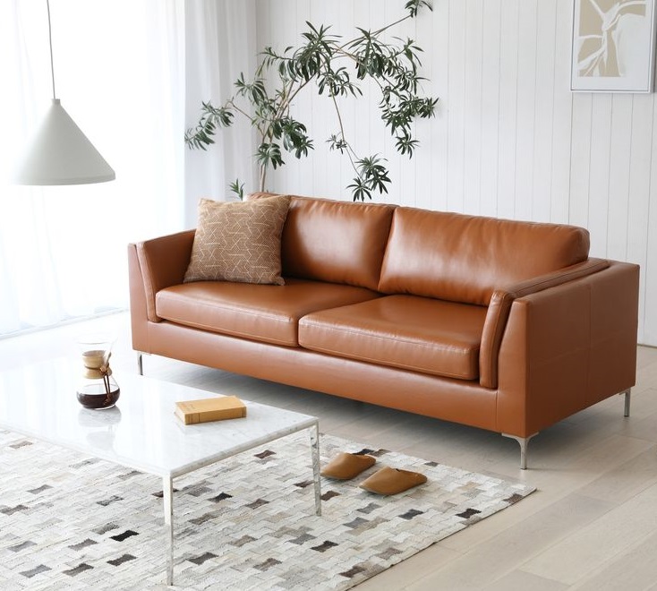 Sofa 3-Sitzer braunes Kunstleder