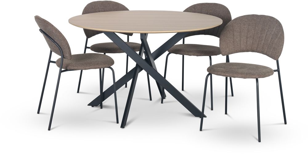 Hogr�n Essgruppe �120 cm Tisch aus hellem Holz + 4 Hogr�n braune St�hle