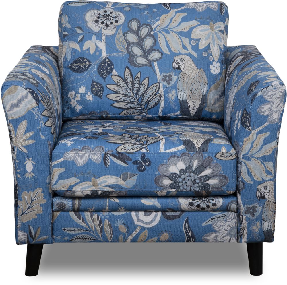 Eker�-Sessel aus Blumenstoff - Eden Parrot Blue