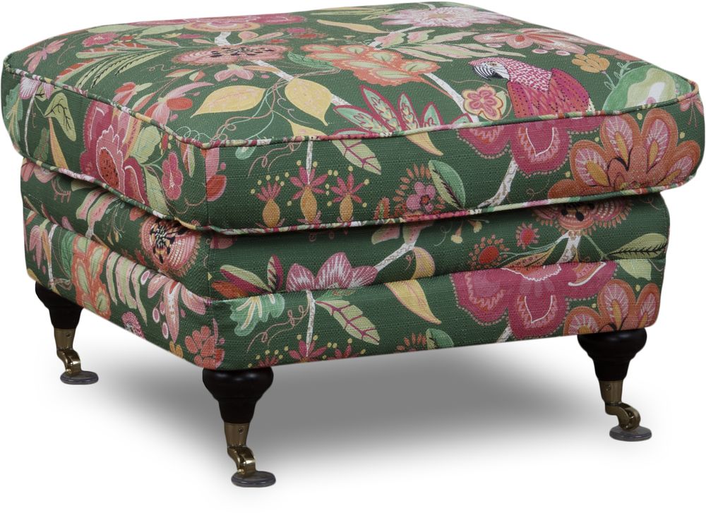 Howard Spirit Fu�hocker aus Blumenstoff - Eden Parrot Green