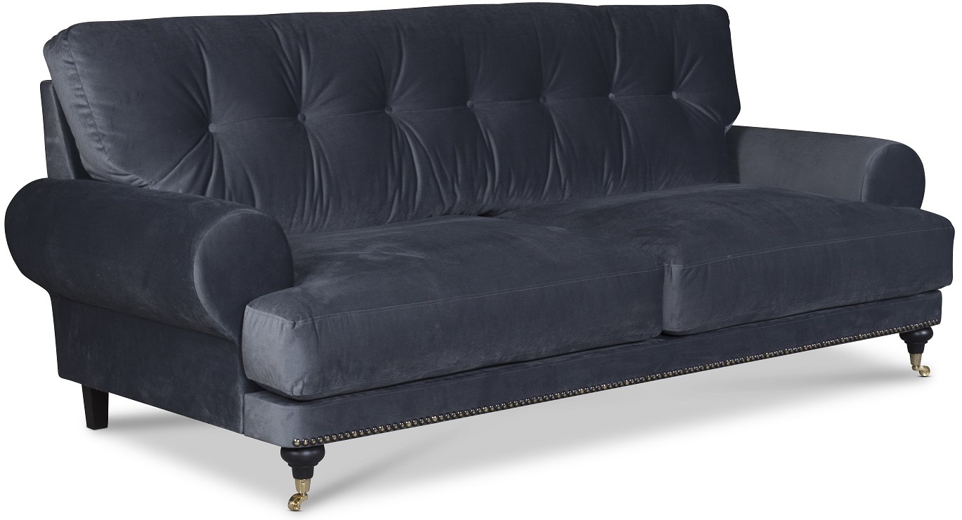 Andrew Deco 3-Sitzer Sofa - grauer Samt