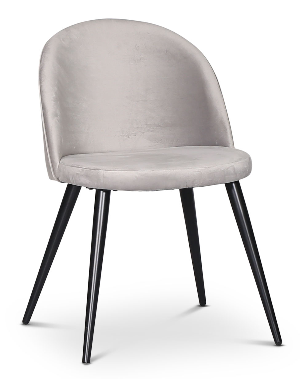 Esszimmerstuhl Zeus - Schwarz / Hellgrauer Samt