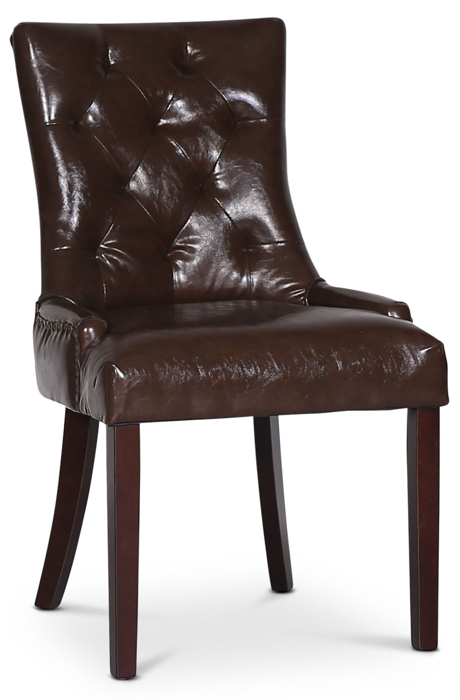 Marie Stuhl aus braunem Vintage-PU