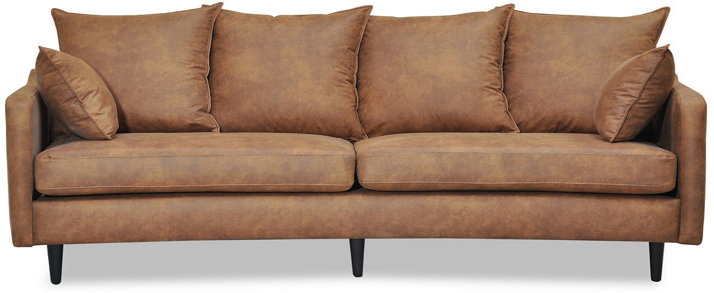 Gotland 3-Sitzer-geschwungenes Sofa - Cognacfarbenes Öko-Leder Gotland 3-Sitzer-geschwungenes Sofa - Cognacfarbenes Öko-Leder