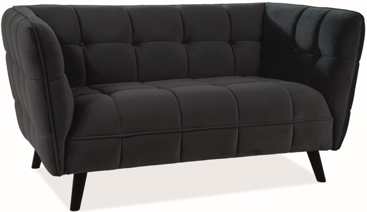 Renae 2-Sitzer-Sofa aus schwarzem Samt