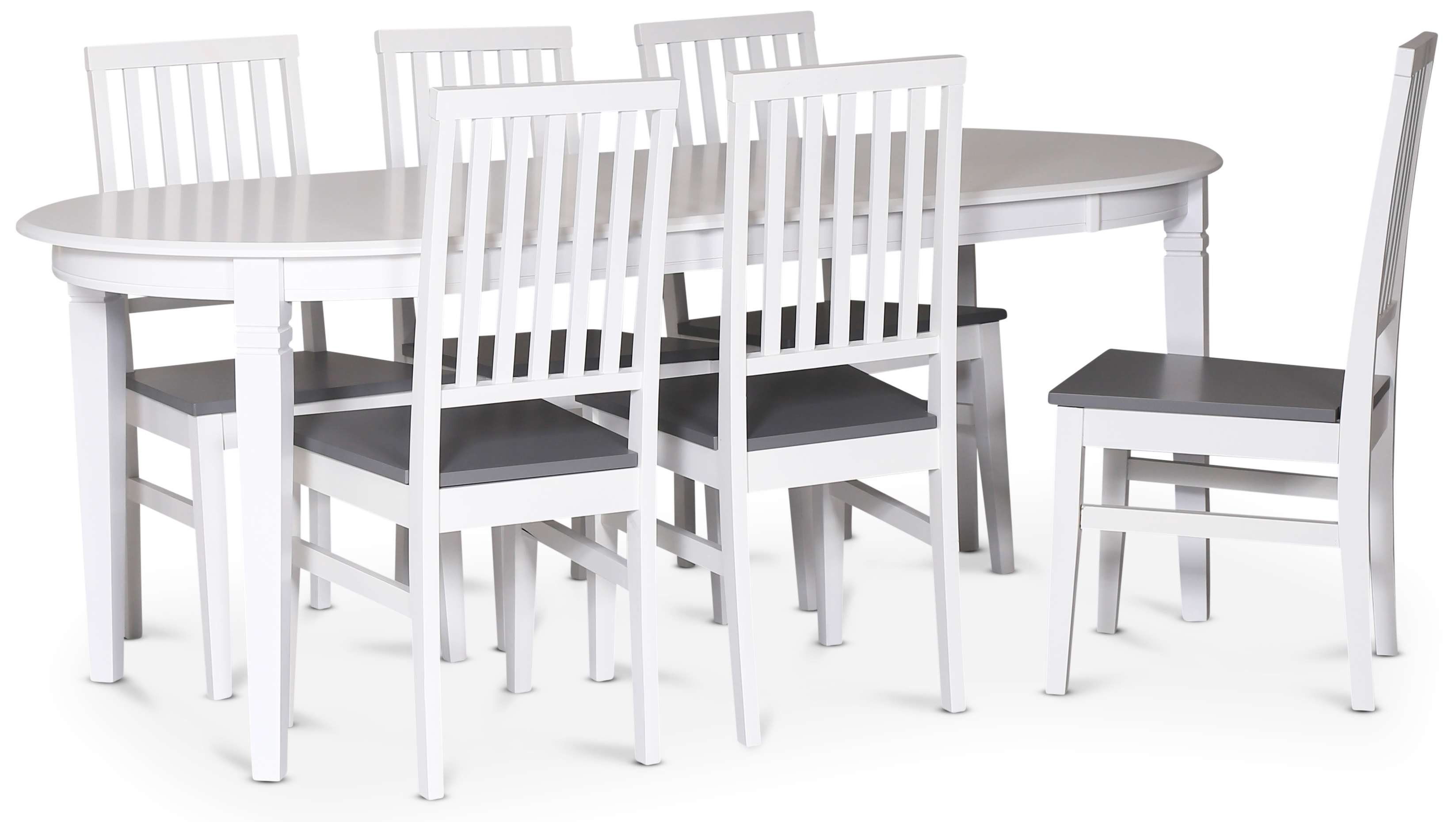 Lebensmittelgruppe Sandhamn; Ovaler Esstisch mit 6 Fårö Esszimmerstühlen Lebensmittelgruppe Sandhamn; Ovaler Esstisch mit 6 Fårö Esszimmerstühlen