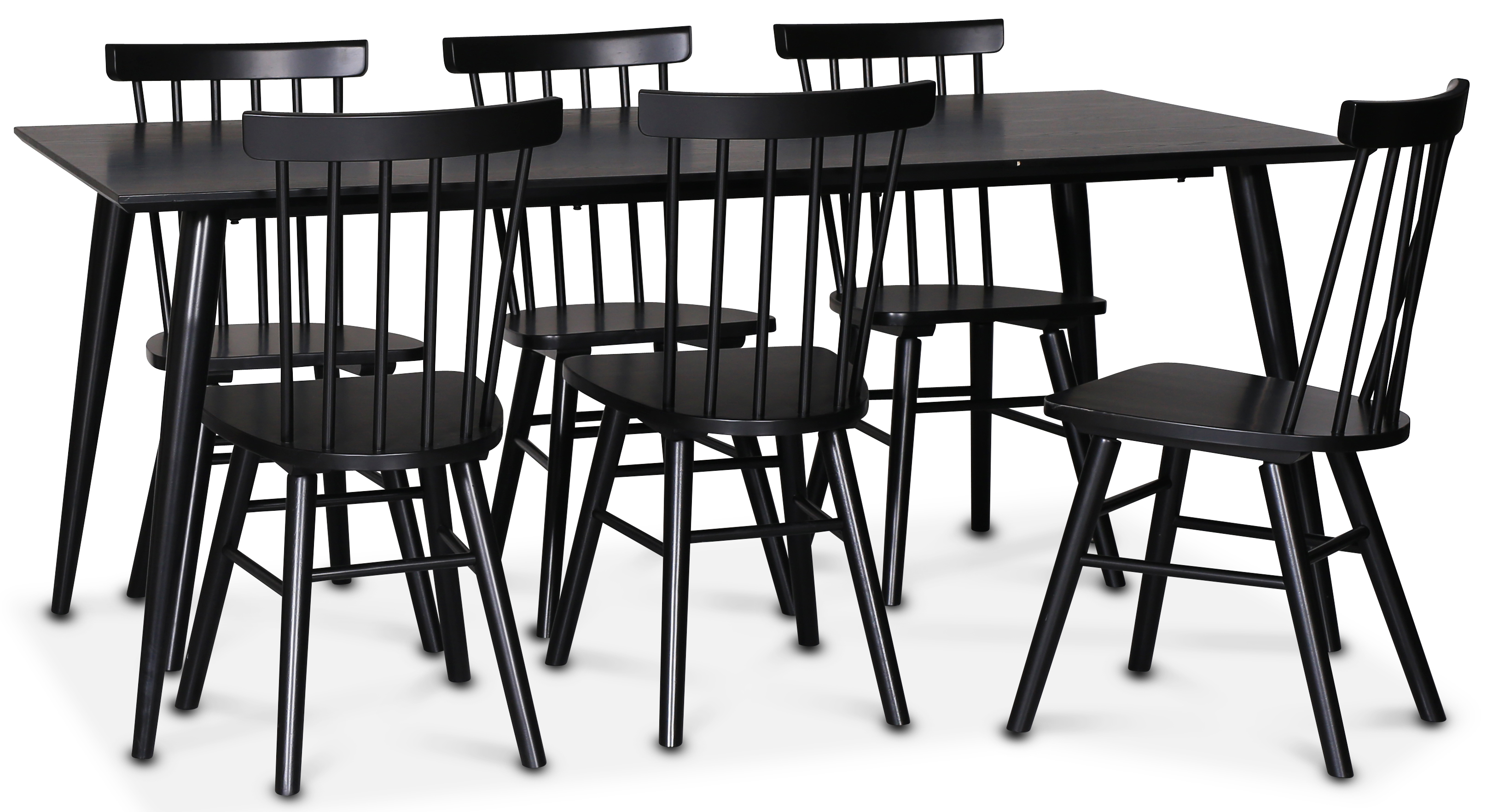 Dip-Food-Gruppe; Esstisch 180x90 cm mit 6 schwarzen Orust-Rohrst�hlen + 4.00 x M�belf��e