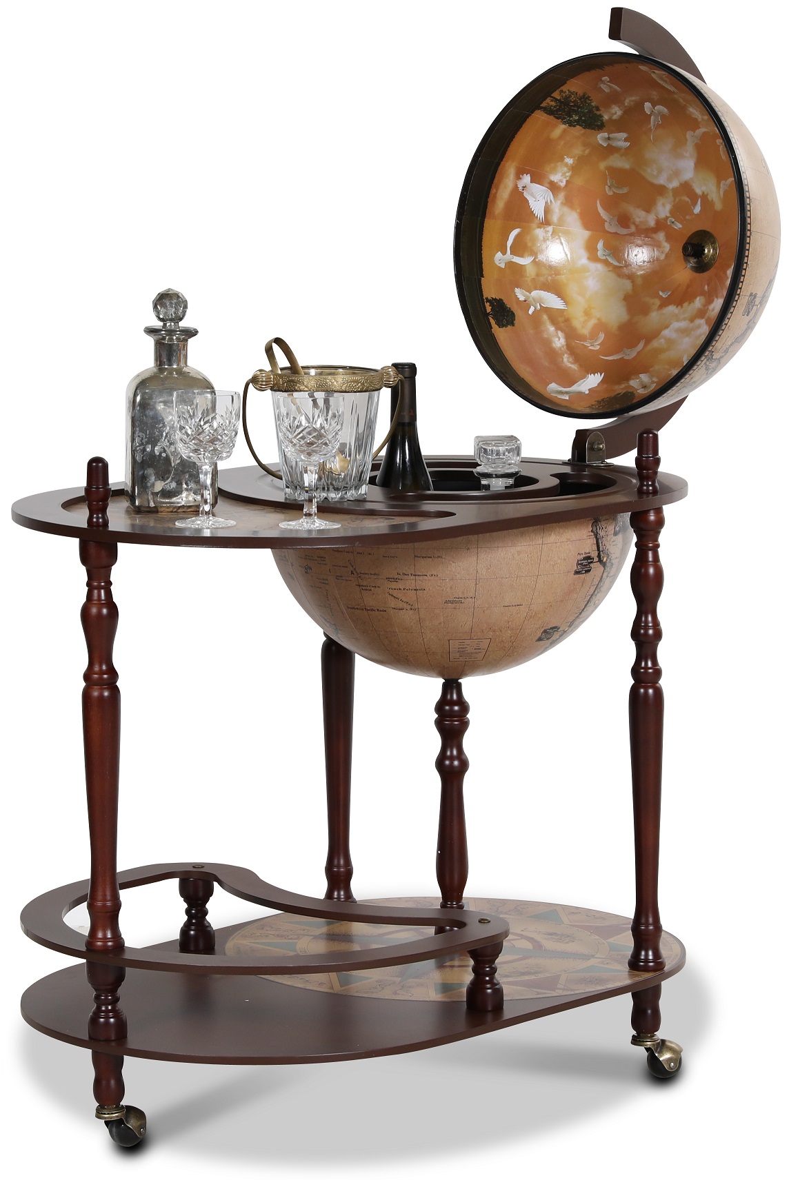 Da Vinci Barglob Servierwagen 81 cm - Mahagoni / Hell