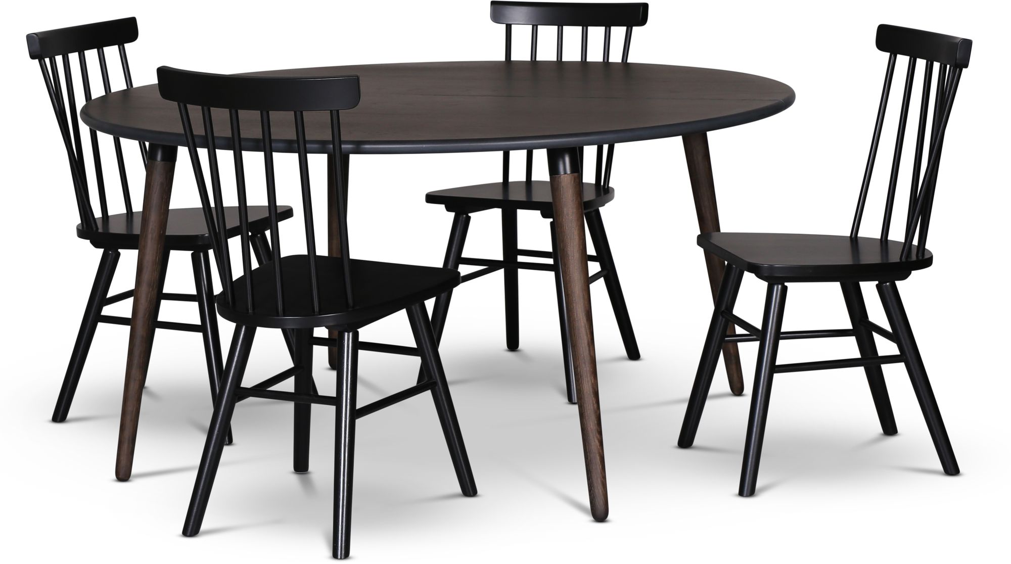 Omni Dining Group, Esstisch rund Ø130 cm inkl. 4 Orust Freischwinger schwarz - Eiche rauchfarben Omni Dining Group, Esstisch rund Ø130 cm inkl. 4 Orust Freischwinger schwarz - Eiche rauchfarben