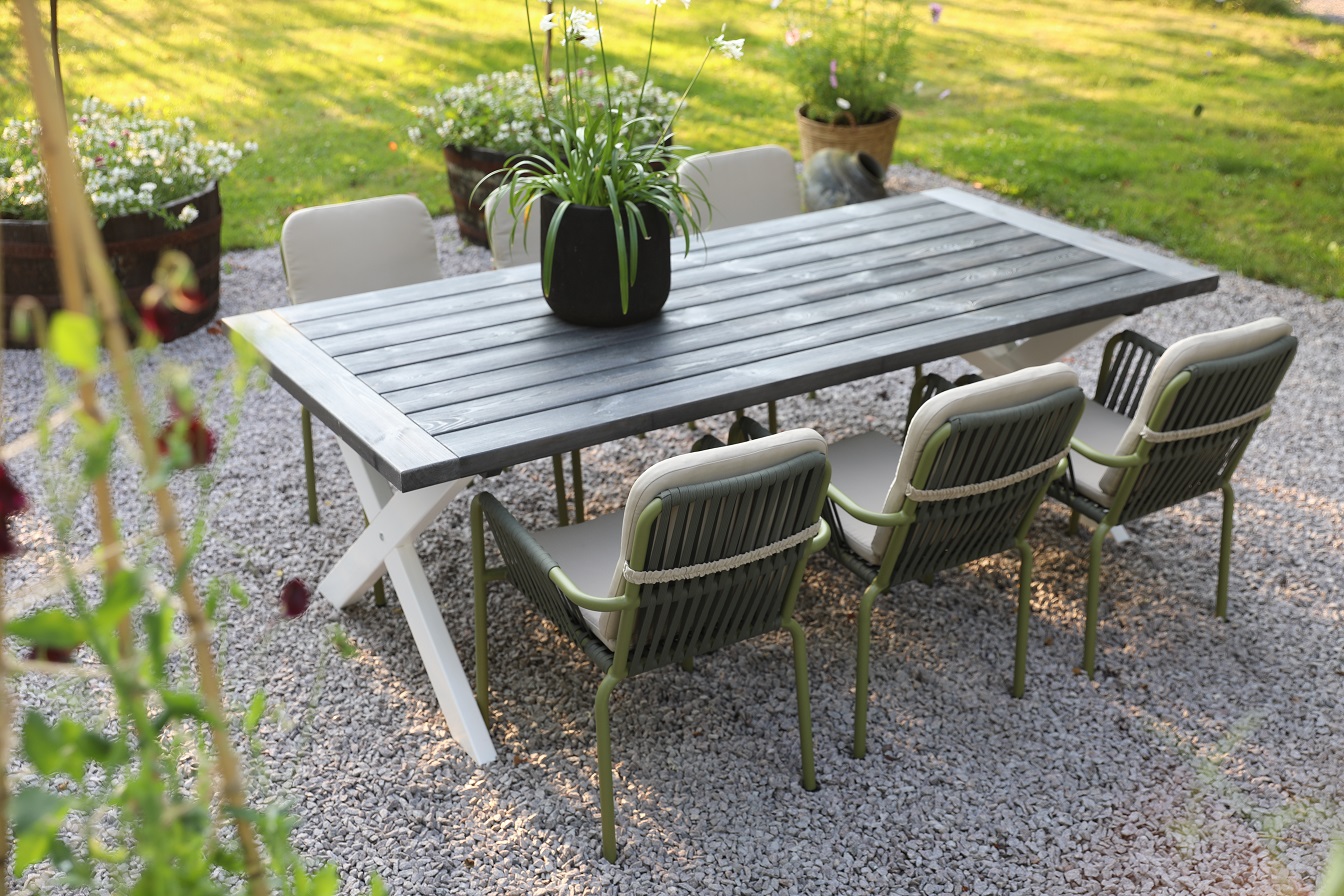 Oxford Garten-Essgruppe; Esstisch 220 cm inklusive 6 Lincoln Stapelst�hlen