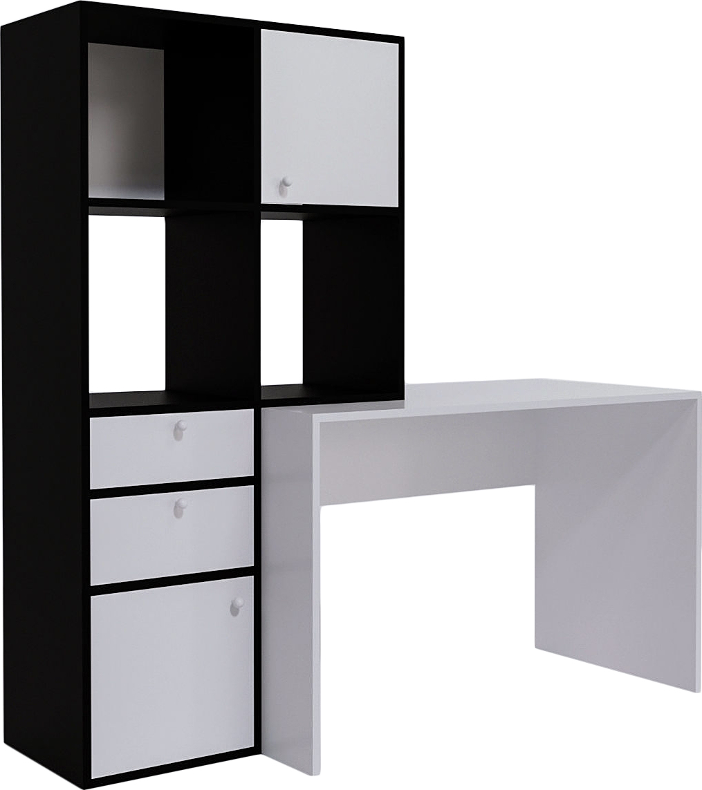 Cannes Schreibtisch 164x55 cm - Weiß/Schwarz Cannes Schreibtisch 164x55 cm - Weiß/Schwarz