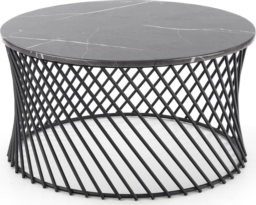 Kapitol Couchtisch �80 cm - Grauer Marmor/Schwarz