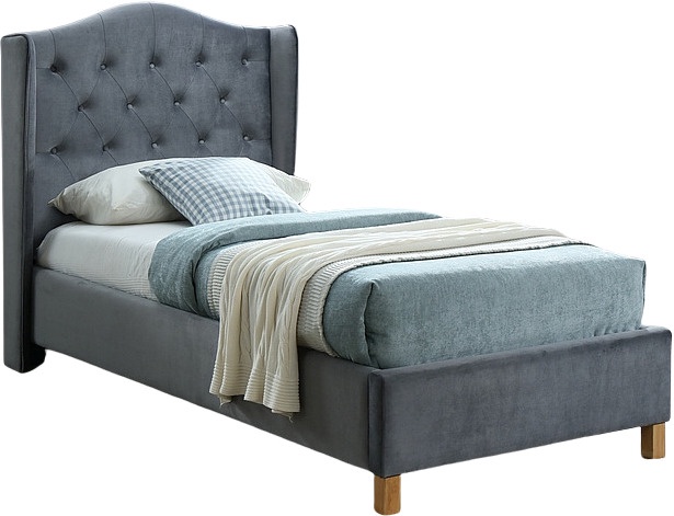 Duncan Bettrahmen 90x200 cm - Grauer Samt + M�belf��e