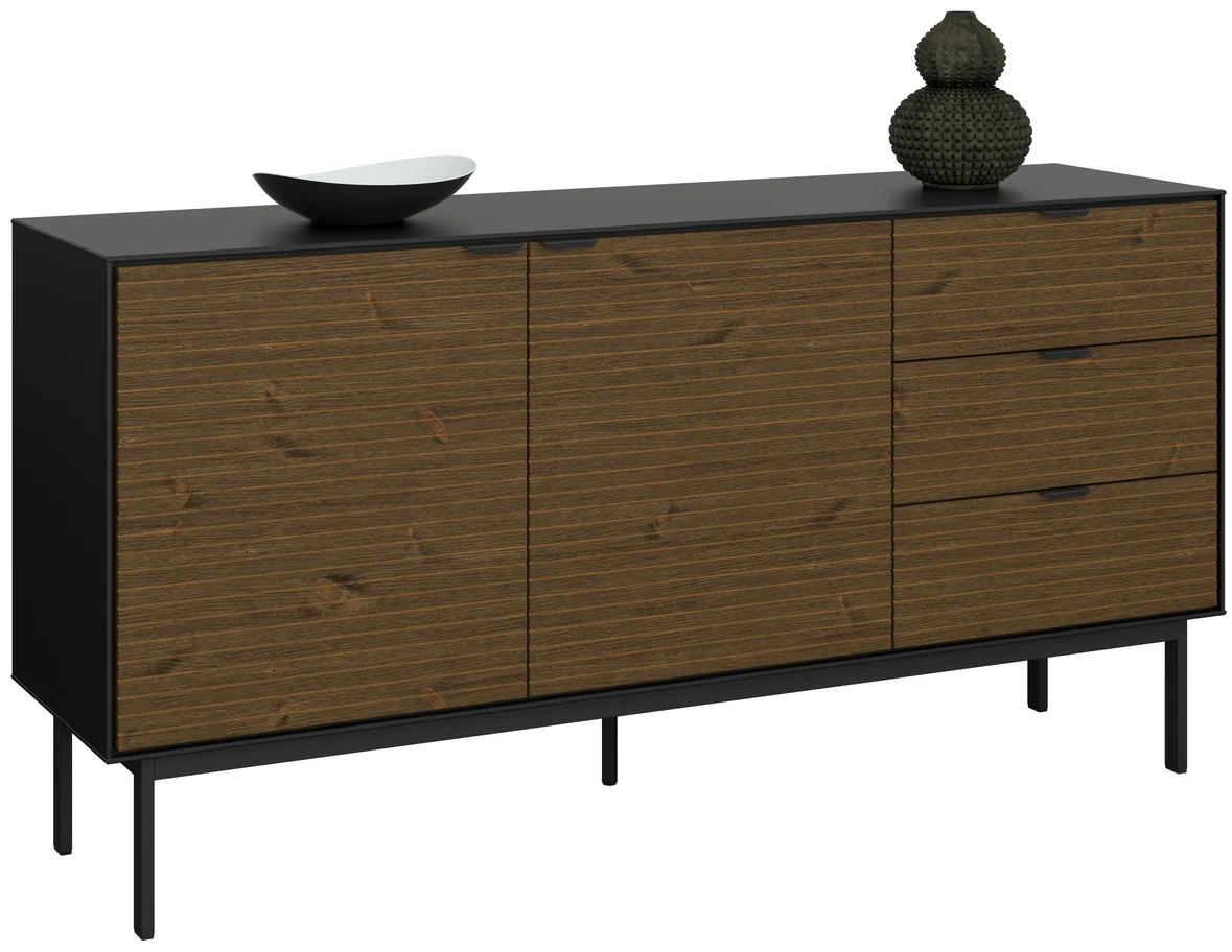 Soma Sideboard mit 2 Tren und 3 Schubladen - Schwarz/Espresso