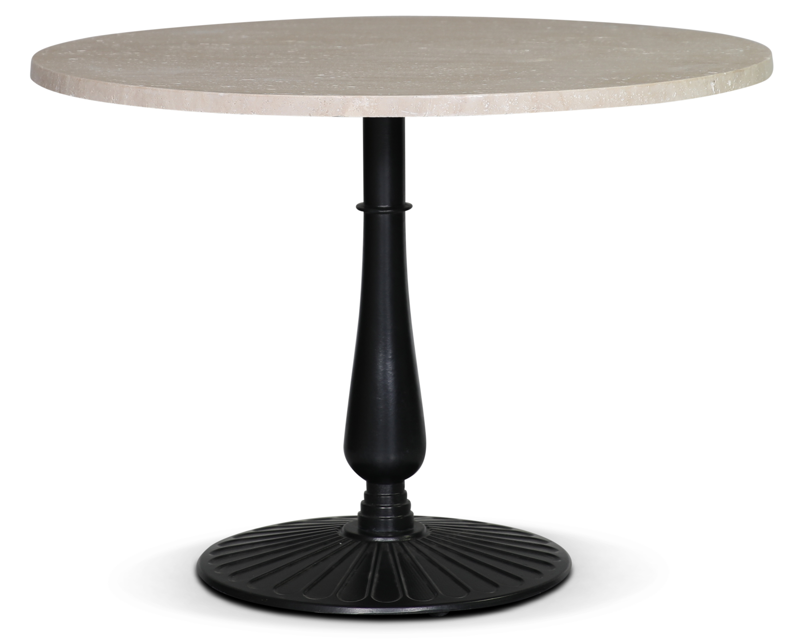 Flair runder Esstisch �105 cm - Black Mystery E100 F��e / Travertinstein