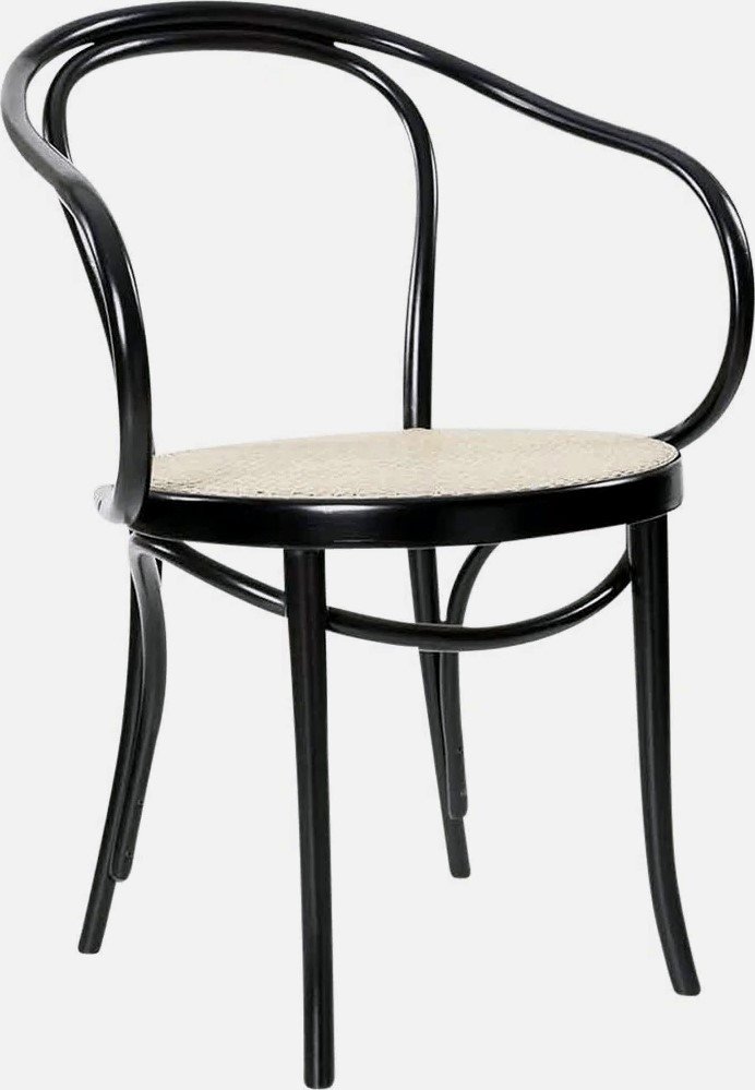 Flexibler Holzsessel No30 Classic - Schwarzer Fleck / Rattan + M�belf��e