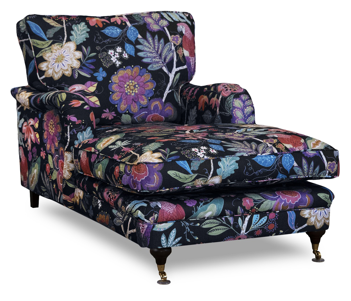 Howard Spirit Diwansessel aus floralem Stoff - Eden Parrot Black