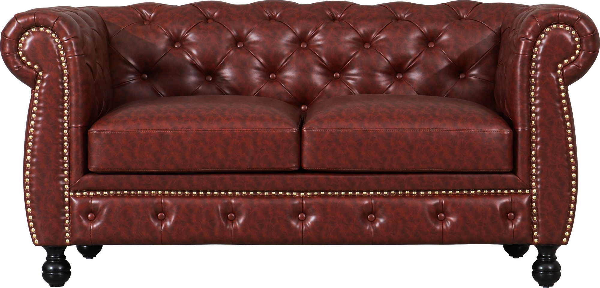 Chesterfield-Sofa 2-Sitzer in braunem PU