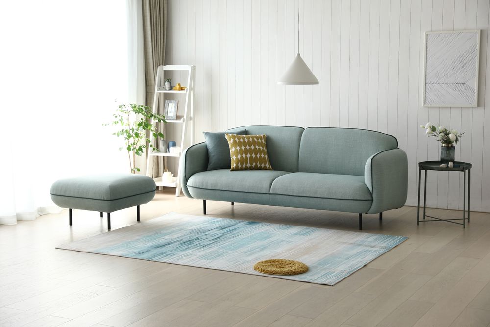 Catta 3-Sitzer-Sofa mit Fu�hocker - Hellgr�n