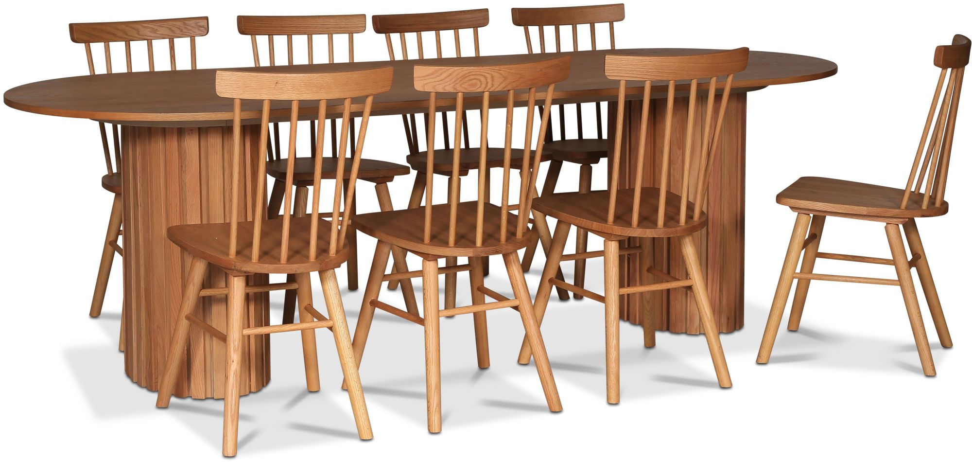 PiPi ovale Essgruppe 240 cm inkl. 8 Orust-Stegst�hle - Ge�ltes Eichenfurnier
