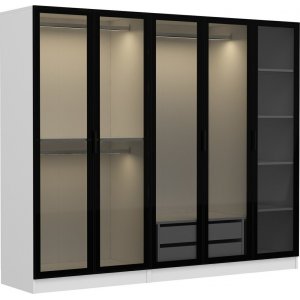 Cavolo Kleiderschrank 225x52x210 cm - Wei/Schwarz