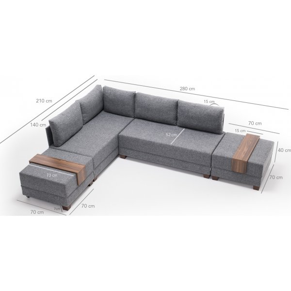 Ecksofa Fly - Grau