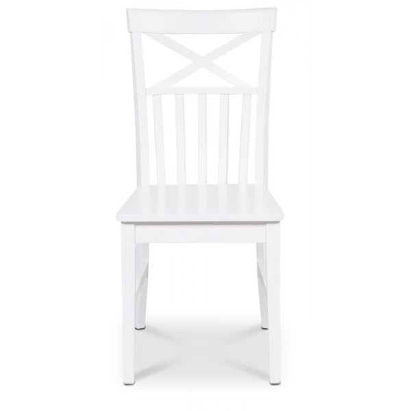 Dalsland-Essgruppe: Runder Tisch in Eiche / Weiß mit 4 weißen Esszimmerstühlen von Nidinge Dalsland-Essgruppe: Runder Tisch in Eiche / Weiß mit 4 weißen Esszimmerstühlen von Nidinge