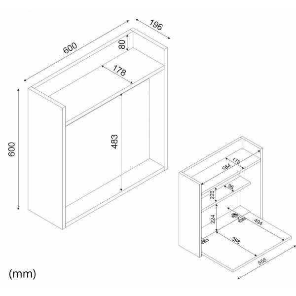 Klappbares Schreibtischregal - Wei/Walnuss
