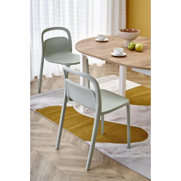 Runder ausziehbarer Esstisch Eiche/Wei 102-142 cm - Berivan