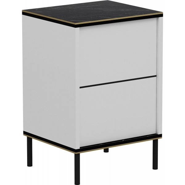 Emmi Nachttisch - Weiß/Schwarz/Gold Emmi Nachttisch - Weiß/Schwarz/Gold