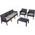 Loungegruppe Lara mit 3-Sitzer-Sofa, 2 Sesseln und Tisch - Anthrazit