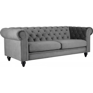 Chesterfield Royal 3-Sitzer Sofa - Grauer Samt
