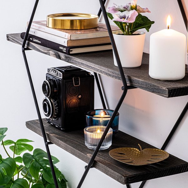 Erasmus Wandregal - Schwarz/Walnuss