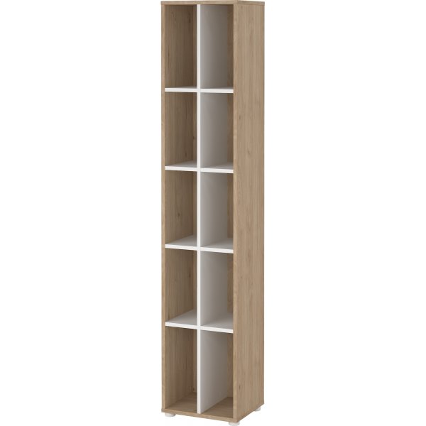 Schilder-B�cherregal mit Trennwand - Wei�/Hickory