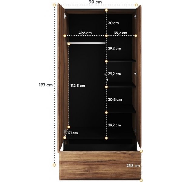 Borga Kleiderschrank - Catania Eiche/schwarz