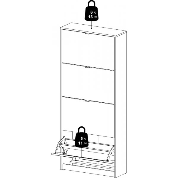 Schuhe tiefer Schuhschrank mit 4 Fächern - Weiß Schuhe tiefer Schuhschrank mit 4 Fächern - Weiß