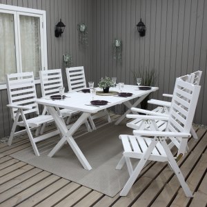 Scottsdale Outdoor-Gruppentisch 190 cm inkl. 6 Bstad-Positionssthle - Wei