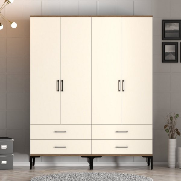 Kumsal Kleiderschrank 14 Walnuss/Creme