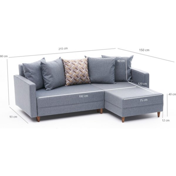 Aydam Schlafsofa rechts - Blau