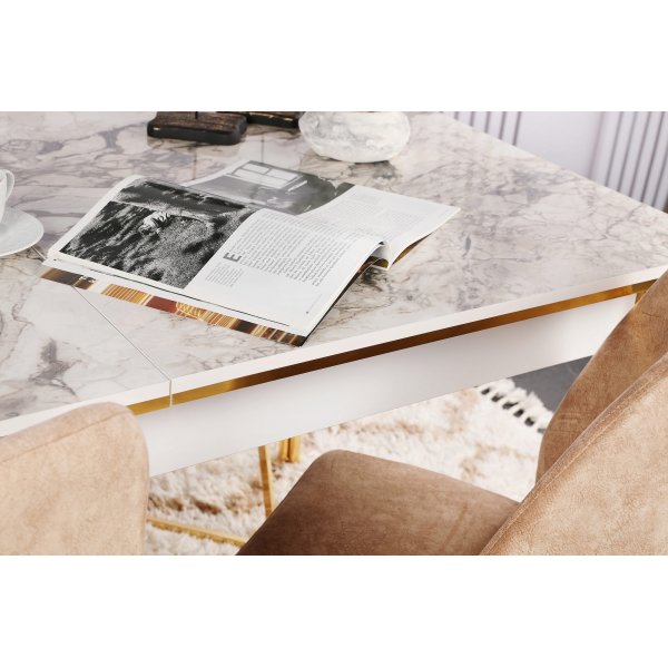 Dalmar Esstisch 147-182 cm - Gold/Weiß Dalmar Esstisch 147-182 cm - Gold/Weiß